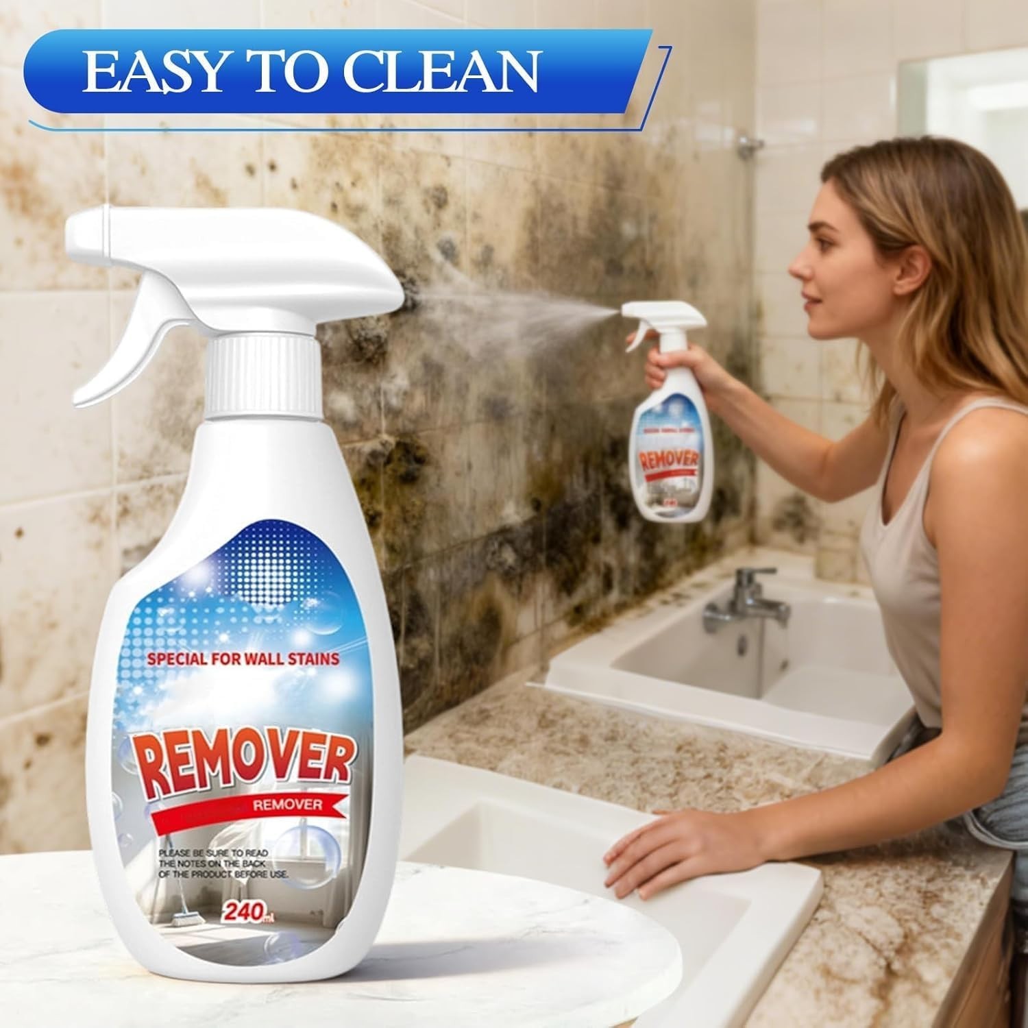 Versatile Wall Remover Spray – 8.12 Fl Oz for Effortless Dirt & Stain Removal