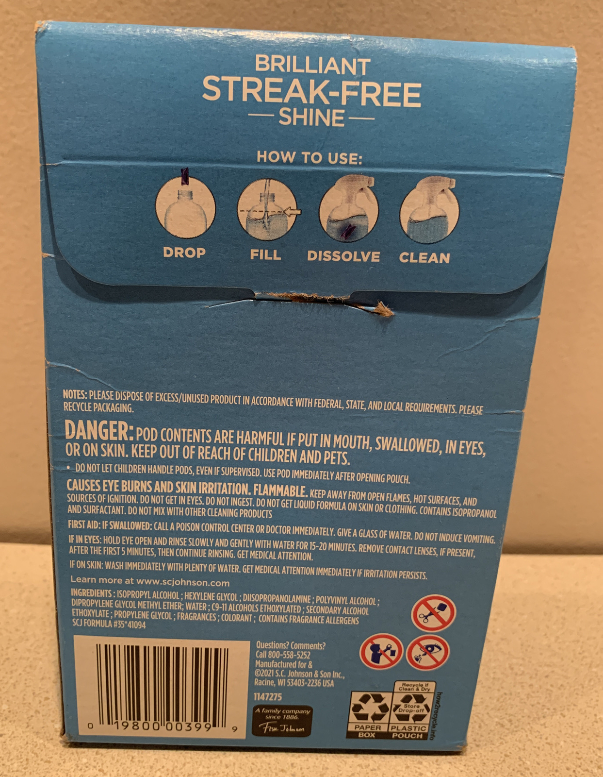 Windex Dissolve Concentrated Pod Glass Cleaner Pack (Contains 2 Refills). NEW