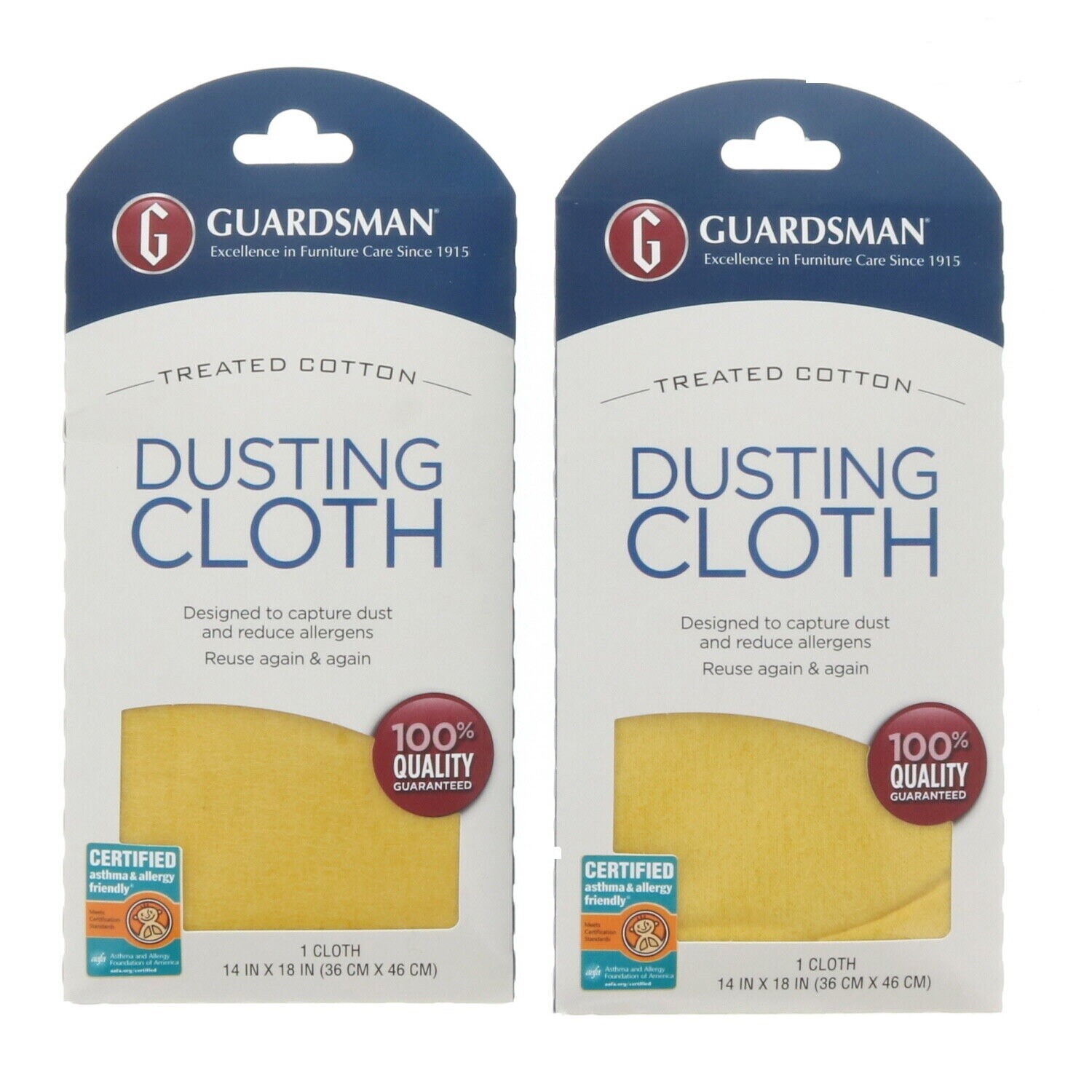 2 x GUARDSMAN 462100 Dusting Cloth, 18 in L, 14 in W, Cotton