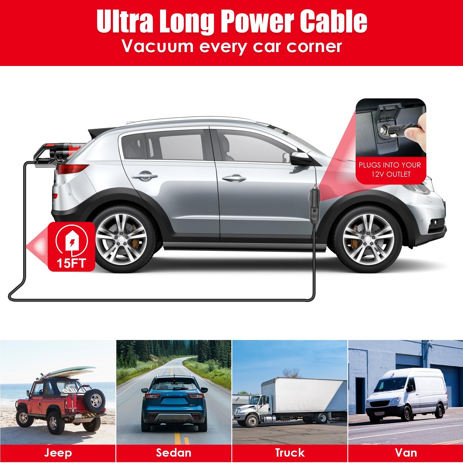 Red 17PC Car Detailing Kit: High-Power Vacuum, Interior Cleaner & Gift for Her