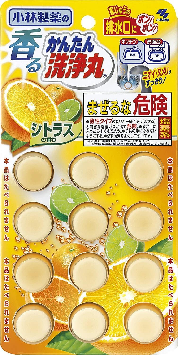 Multipurpose Scented Cleaner 66g/(12Pcs)小林製藥除菌排水管洗淨丸柑橘味