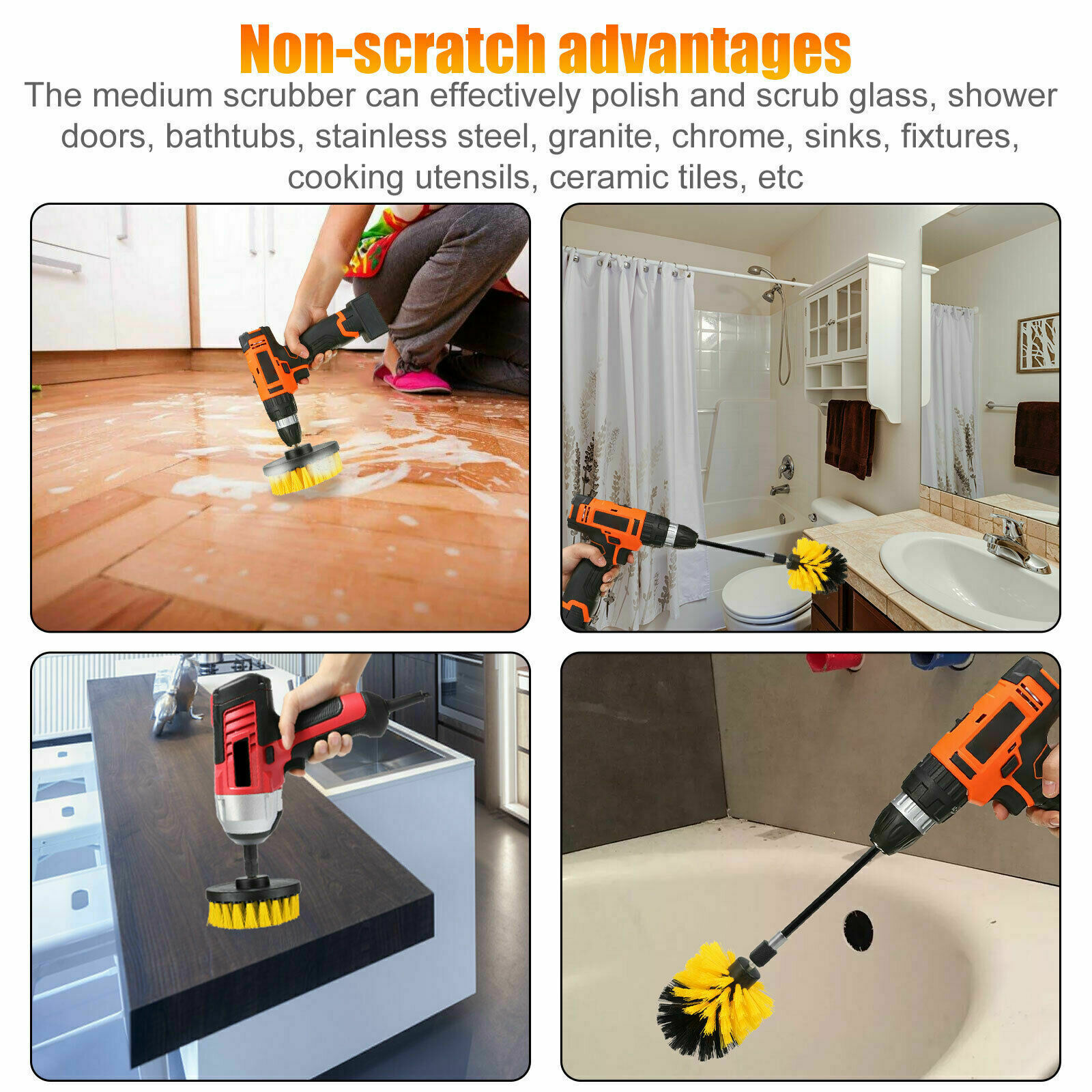 Drill Brush Power Scrubber Kit Cleaning Brush 3 Pack