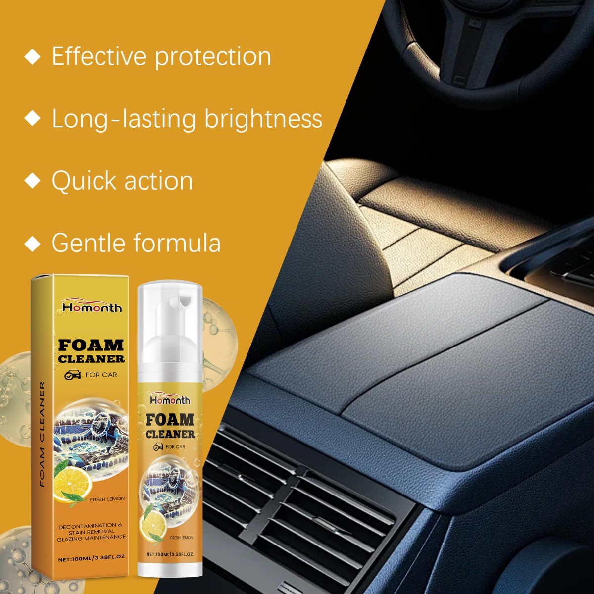 Car Interior Foam Cleaner Multipurpose Stain Remover Waterproof Protection