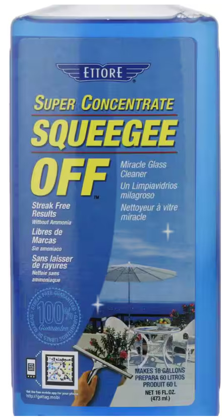 Ettore Squeegee Off Miracle Glass Cleaner Super Concentrate Makes 16 Gal – 16 oz