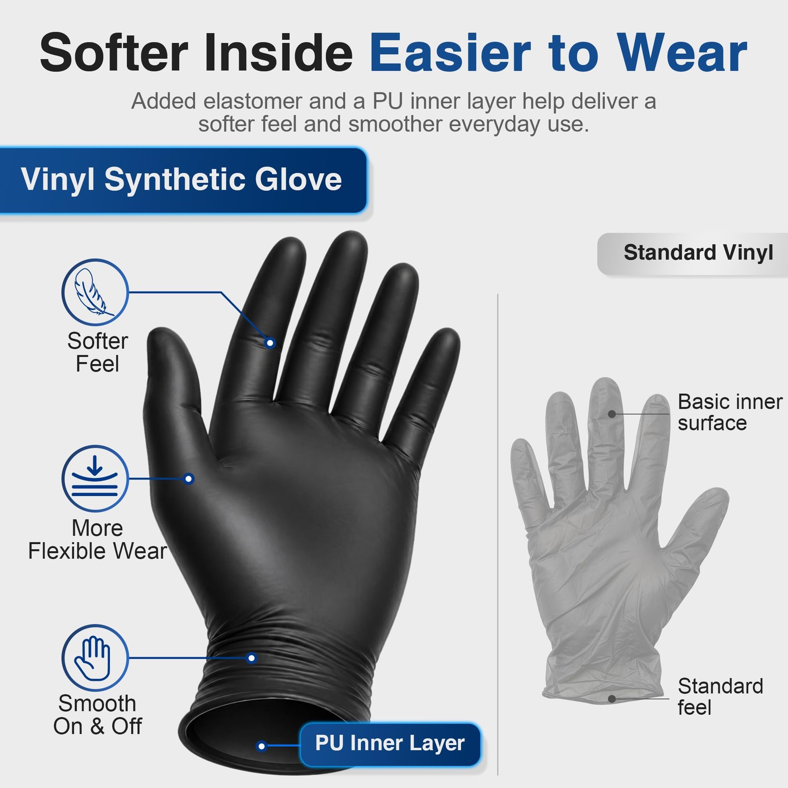 Schneider Black Vinyl Exam Gloves, Medium (Pack of 100), 02 Black(medium 100)