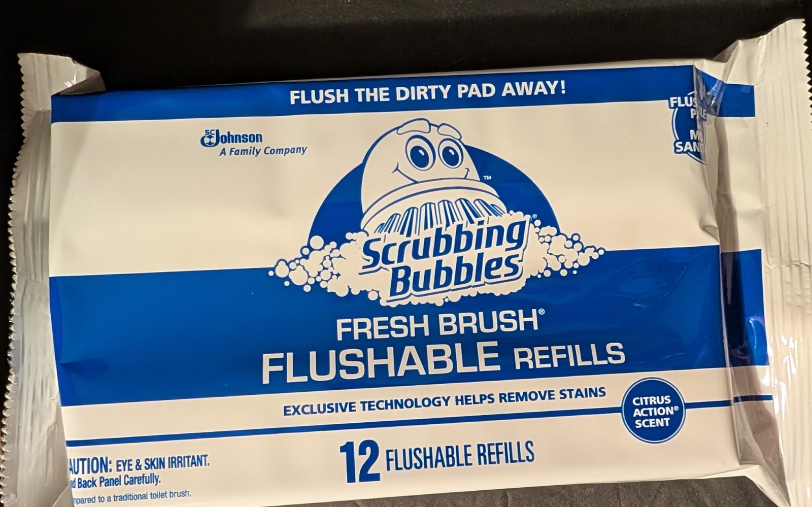 2 Pack Scrubbing Bubbles 12 Fresh Brush Flushable Pad Refills. Citrus Action New