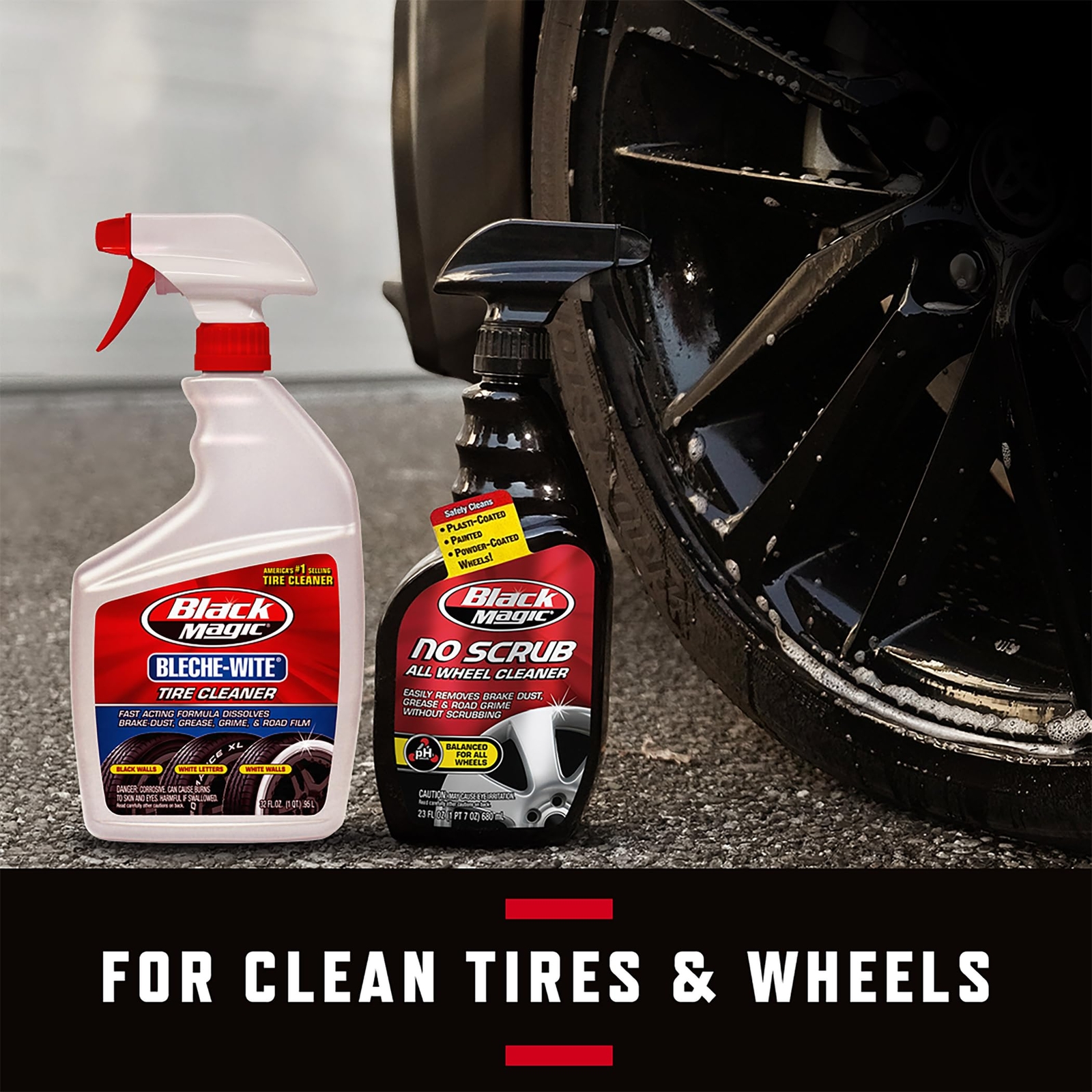 Black Magic No Scrub All Wheel Cleaner 23 Fl Oz Dissolves Dirt and Brake Dust