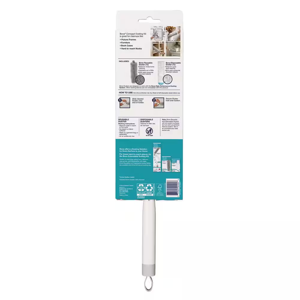 High-Performance Compact Dusting Kit, with 17 in Handle, Reusable and Disposable