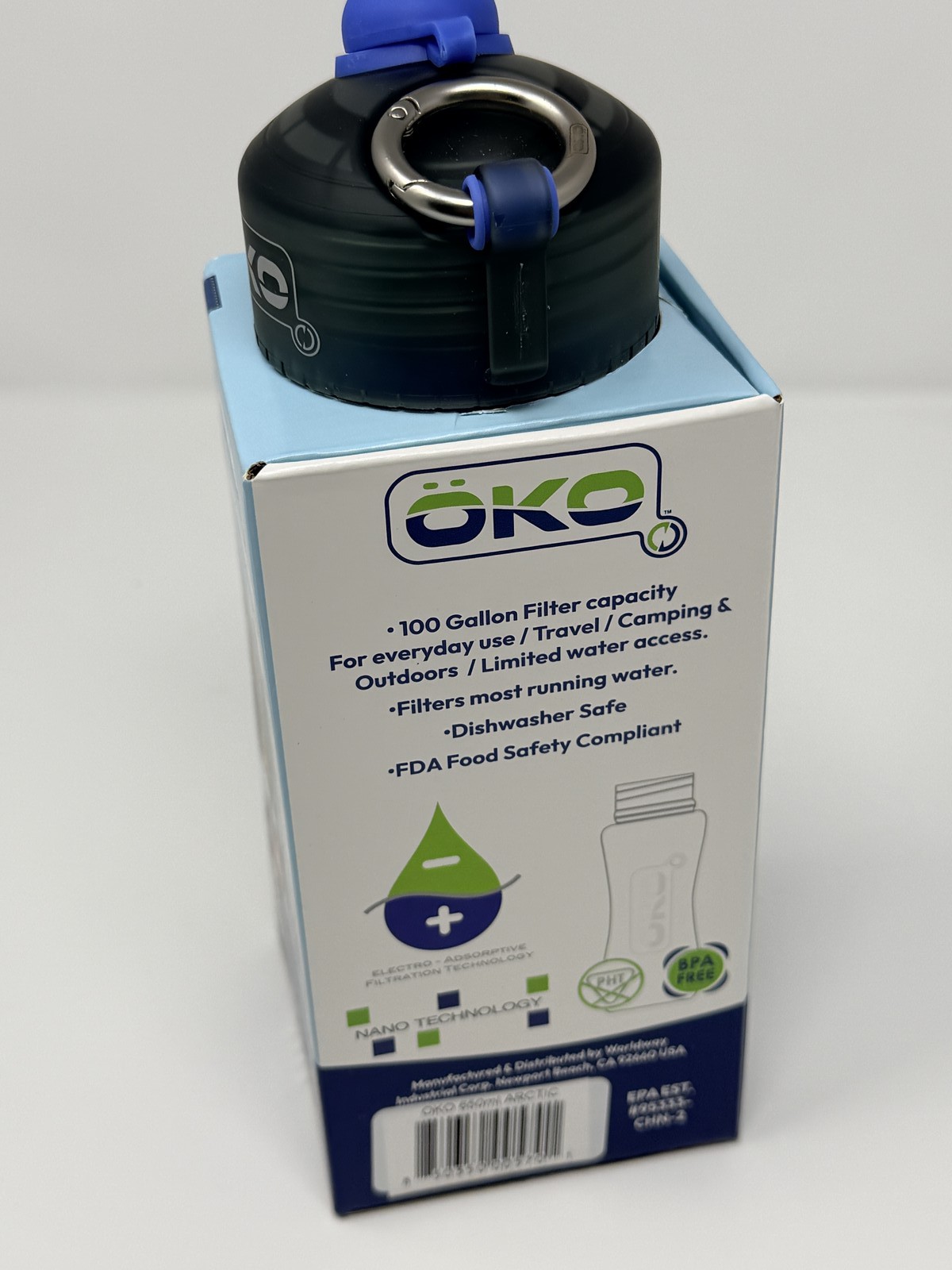 ÖKO Advanced Filtration Water Bottle 650ml Level II Filter BPA Free NASA Tech