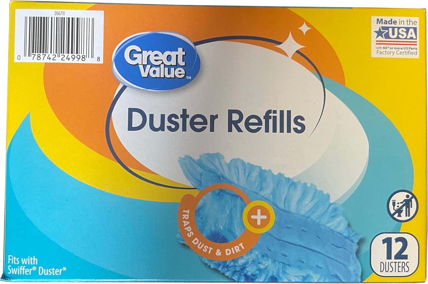 Great Value Duster Refills 12 Count 2 Pack 24 Count Total Dirt Dust & Hair