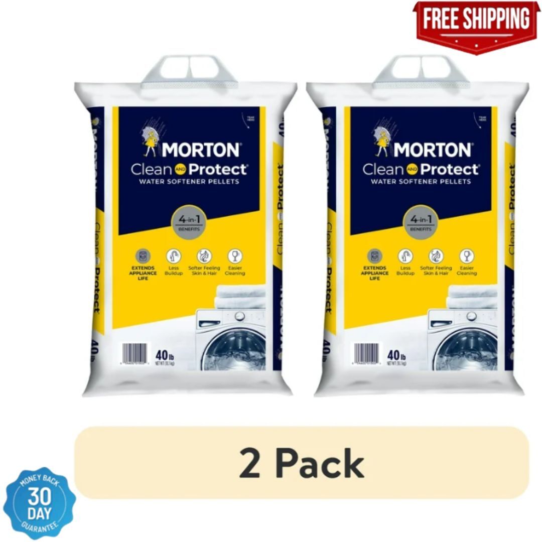 Morton Salt Clean and Protect Water Softener Salt Pellets, 40 lb. Bag ( 2 PACK )