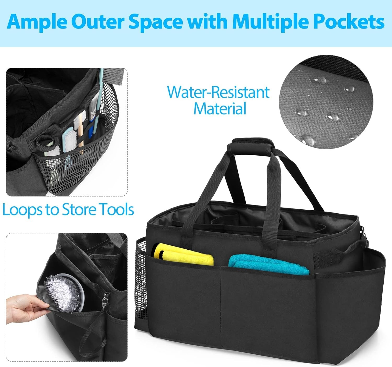 Extra-Large Cleaning Caddy with Multi Pockets for Home and Car Organization