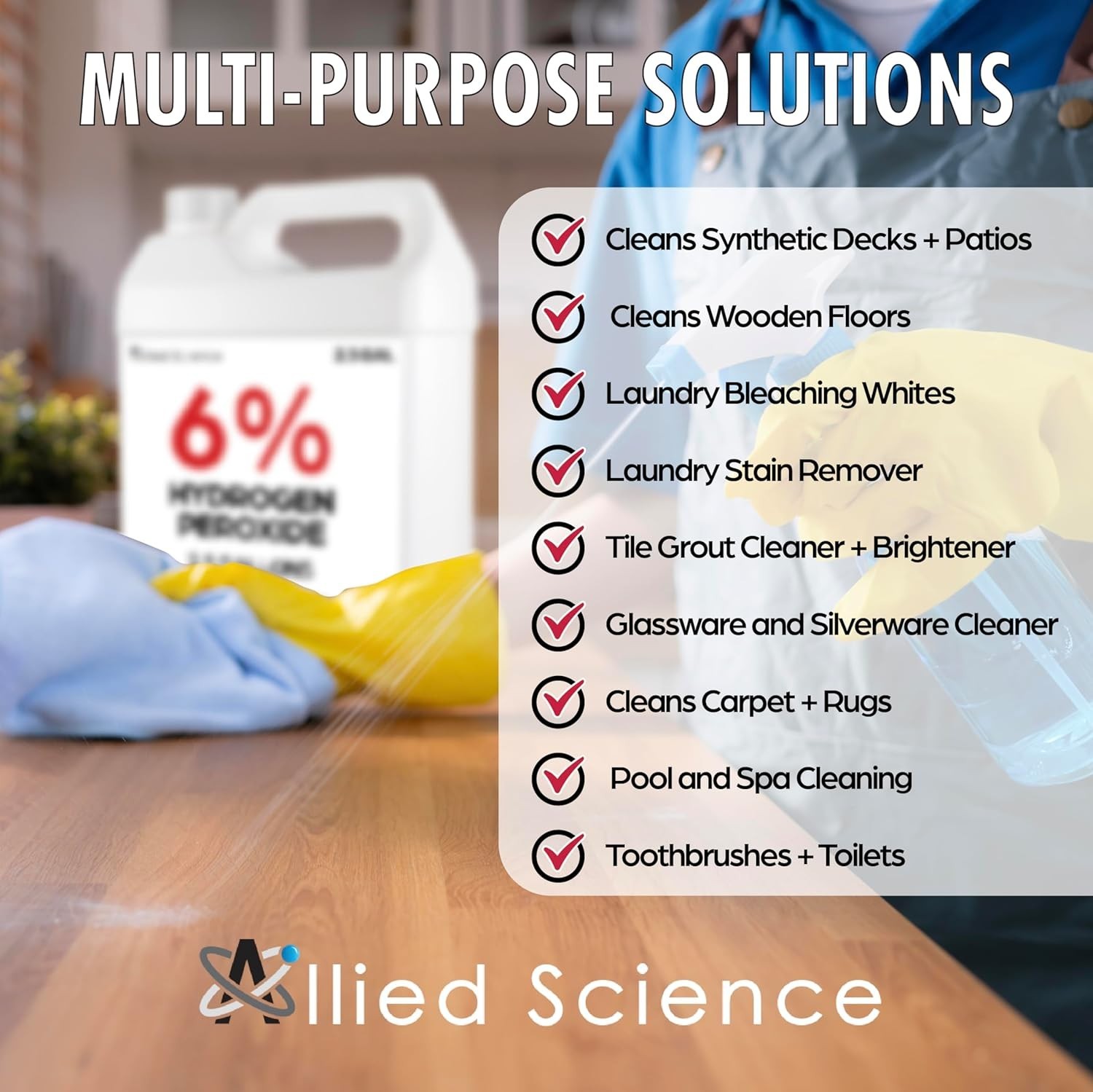 Allied Science 6% Hydrogen Peroxide, Food Grade H202 and Water – 2.5×2 Gallons