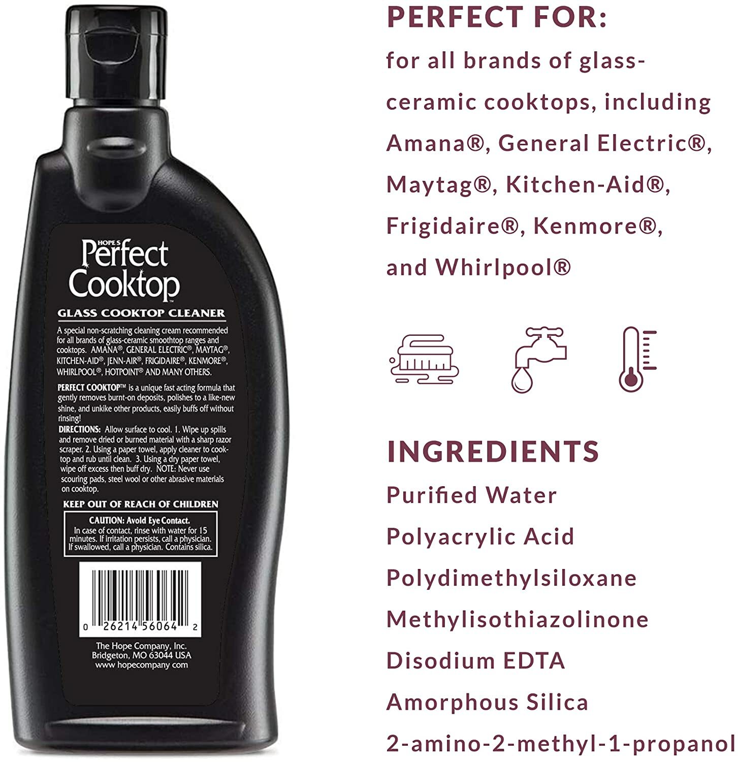 HOPE’S PERFECT GLASS CERAMIC COOKTOP Smoothtop Ranges Gentle No-Rinse CLEANER