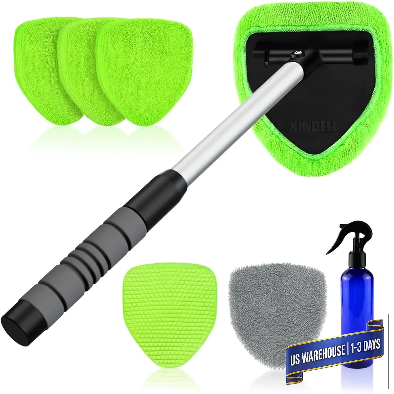 XINDELL Windshield Cleaner Tool – Car Interior Window Cleaning Kit with Extendab