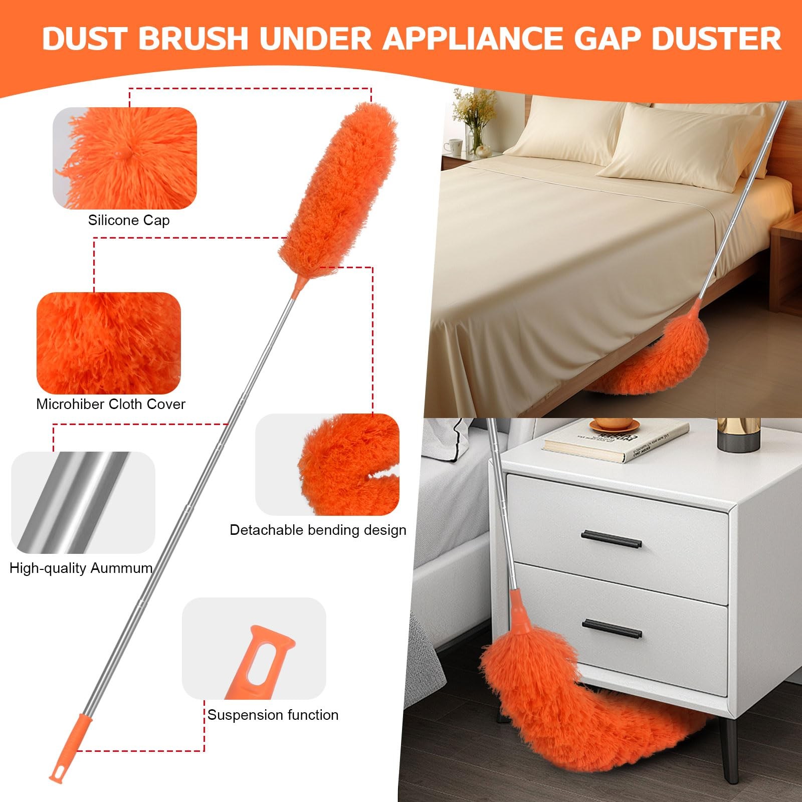 Microfiber Feather Duster Extendable Duster with 30” to 100” Telescoping Ex…