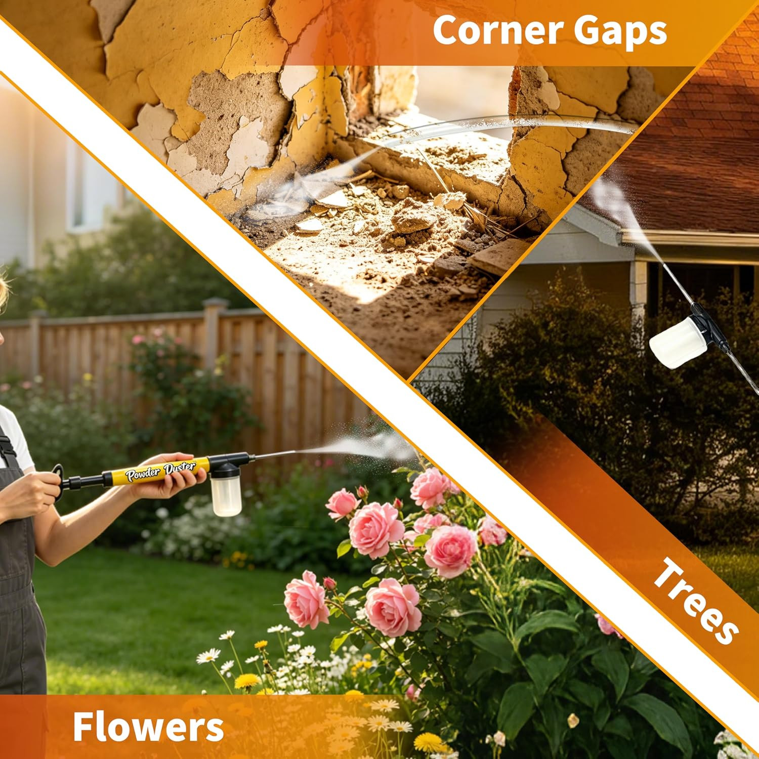 Diatomaceous Earth Powder Duster with 4FT Extendable Rod, Manual Pump & Adjustab