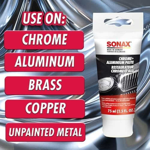 Sonax Chrome & Aluminum Paste | Gentle Cleaner & Protector for Chrome, Alumin…