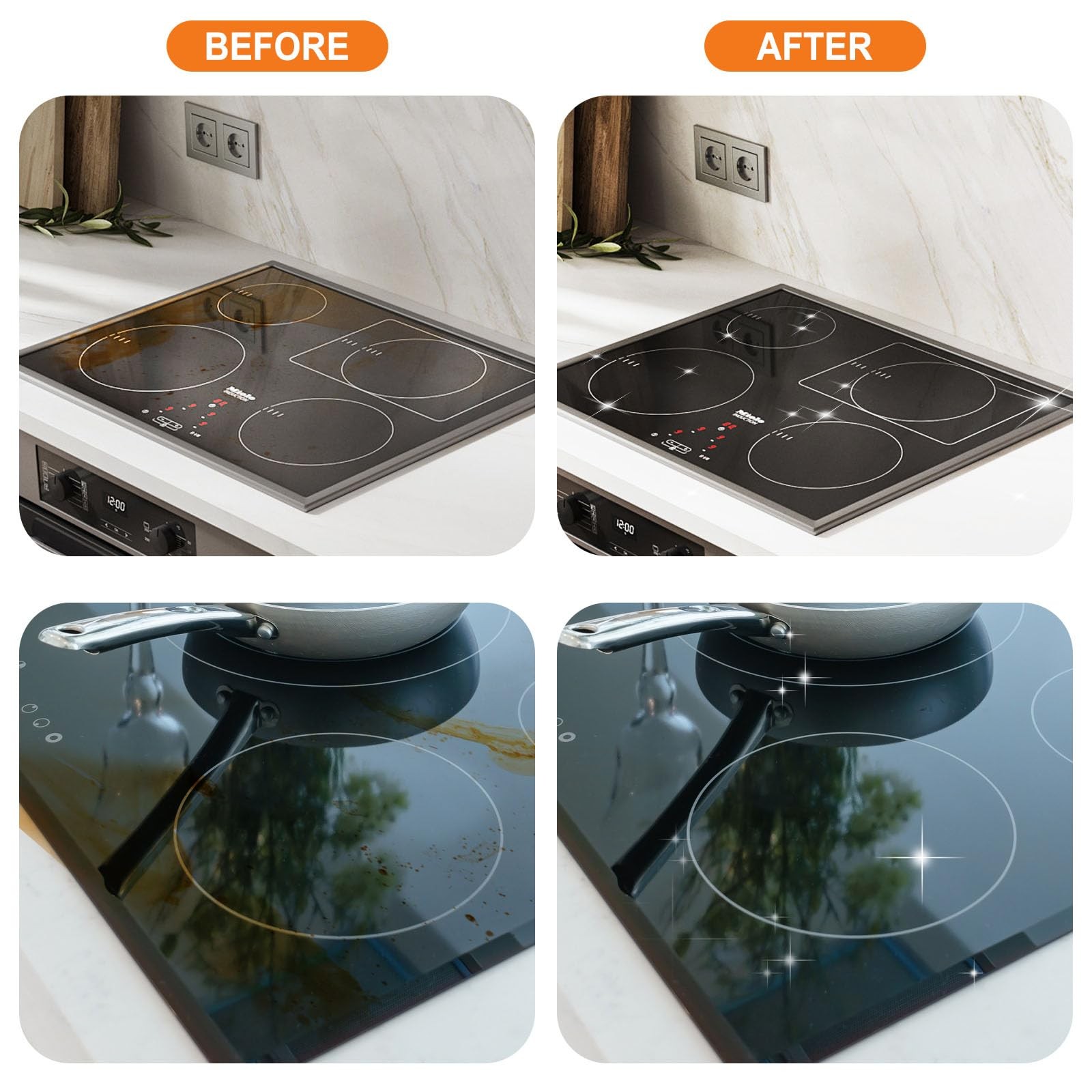 Glass Stove Top Cleaner Kit, 12 Oz Glass Cooktop Cleaner NonAbrasive, Stove O…