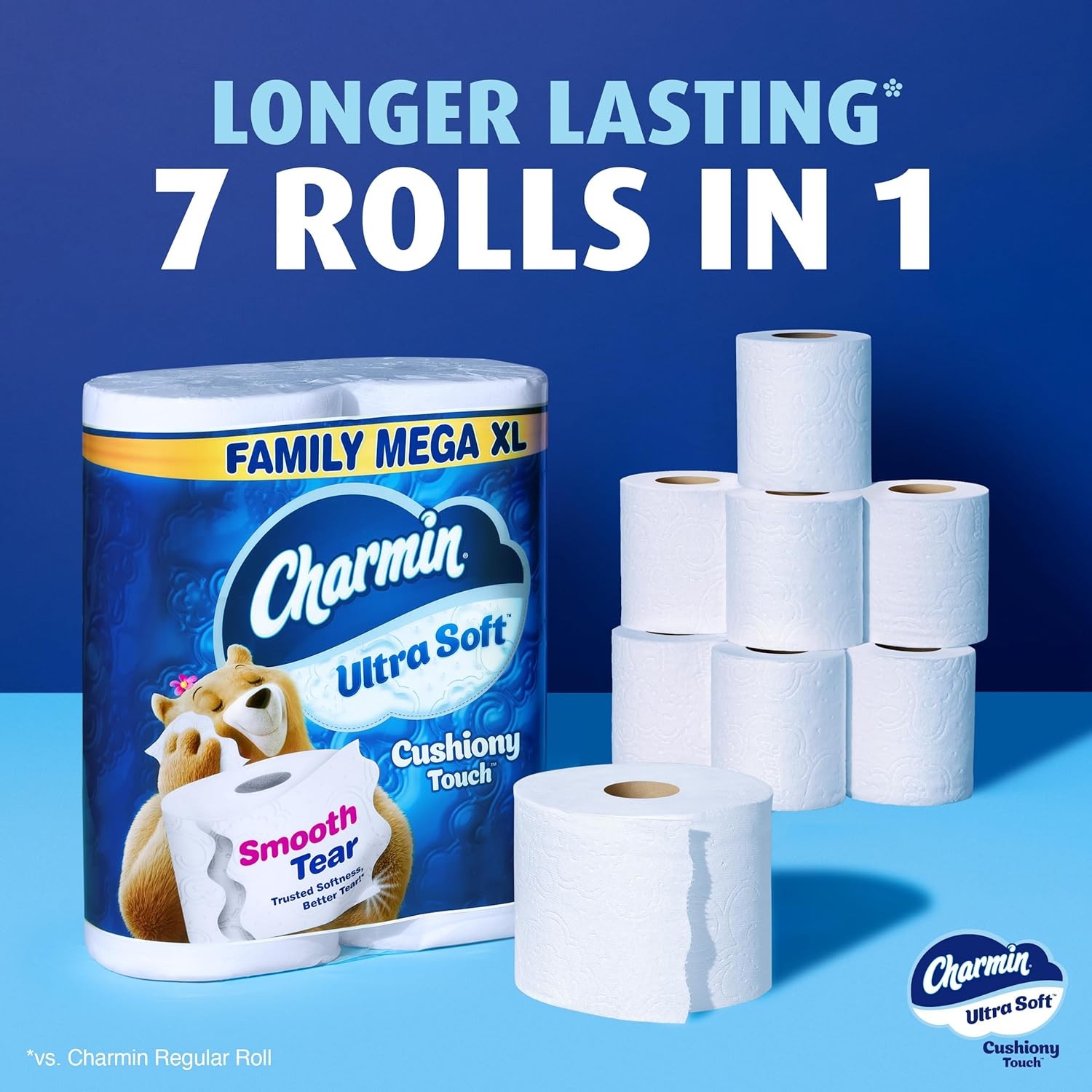 Bounty Quick-Size Paper Towels, White, 16 Family Rolls, Charmin Ultra Soft Cus
