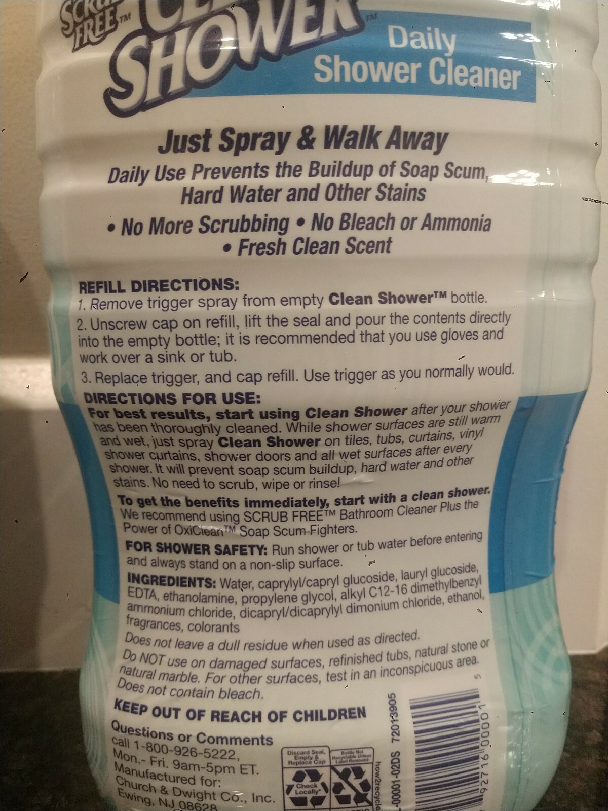 Scrub Free 00001 Daily Shower Cleaner – 60oz Church&Dwight Co.