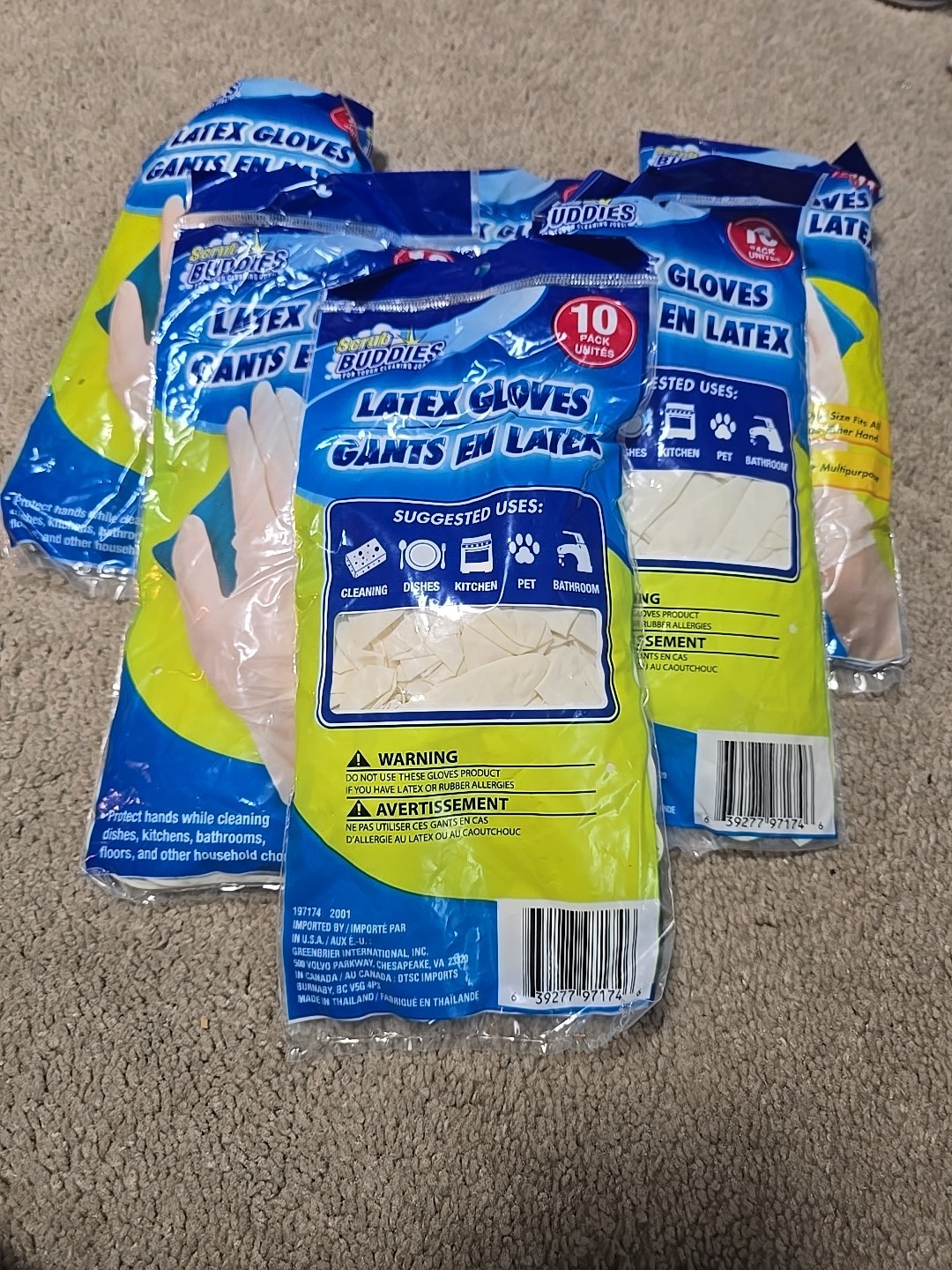 Lot Of 5 -10 Pack (50) Scrub Buddies Latex Gloves 1 Size Fits Most Multipurpose