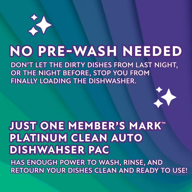 Member’S Mark Platinum Clean Automatic Dishwasher Pacs, Fresh Clean, 105 Ct