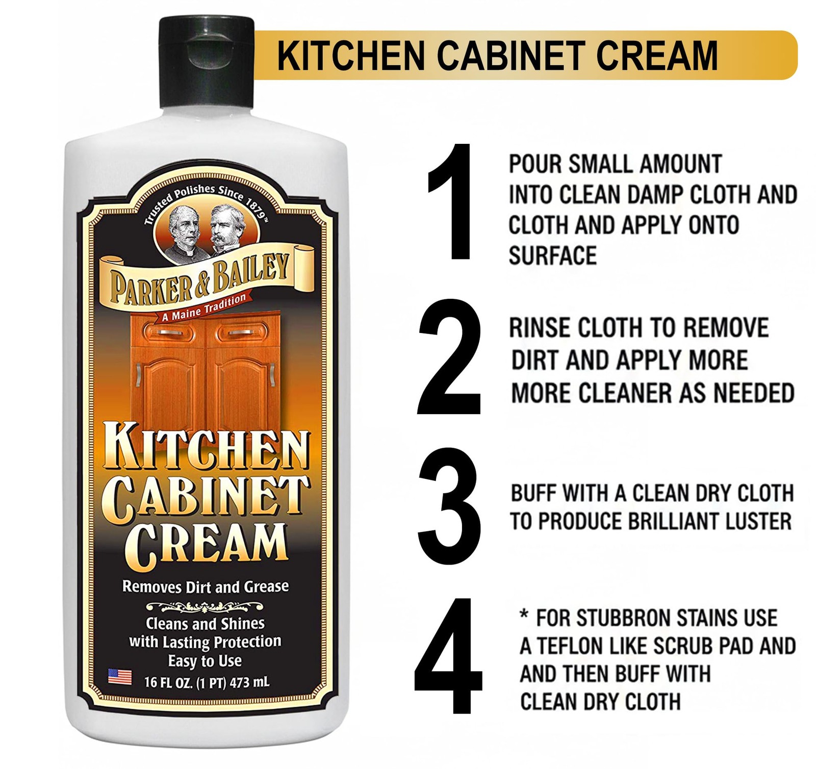 Parker and Bailey Kitchen Cabinet Cream-Wood Cleaner-Grease Remover 16 oz (1)