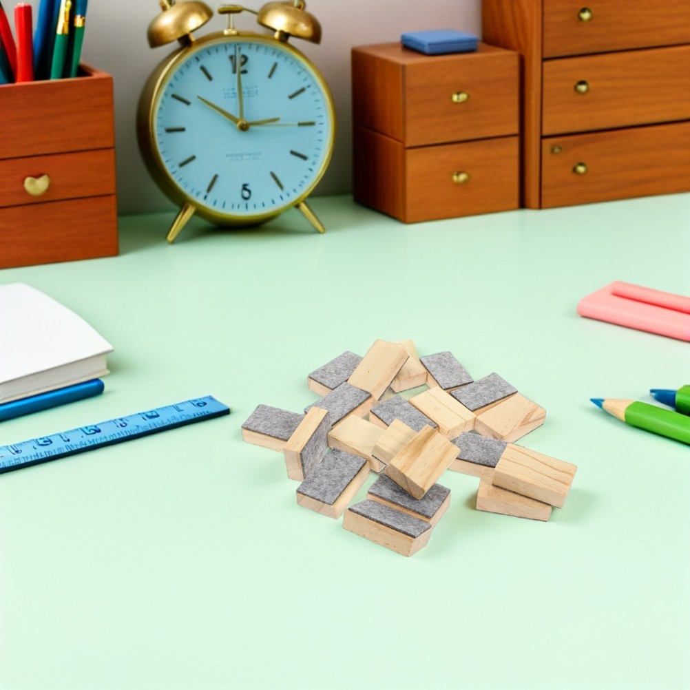 24 Pcs Small Felt Wood Eraser for Classroom Office and Home Cleaning
