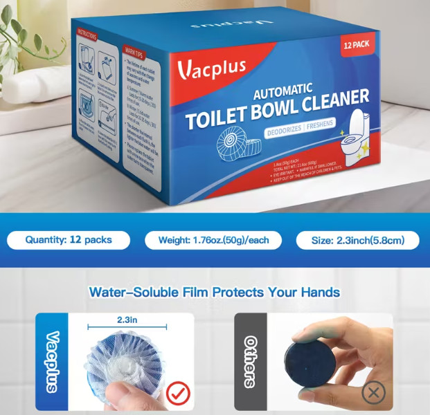 100PCS Toilet Cleaner Tablets Long Lasting Low Odor Stain Remover Home RV Cleani