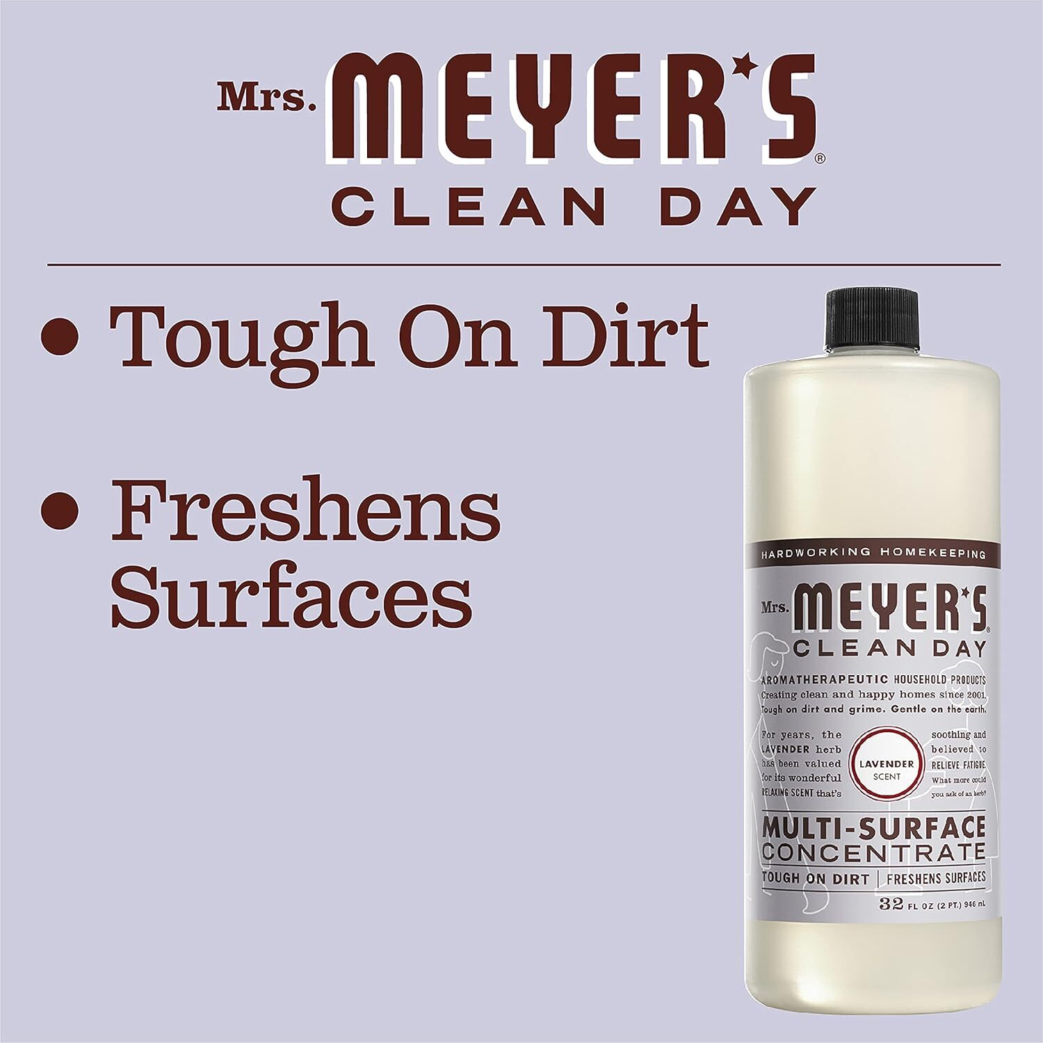 Mrs. Meyer’s Clean Day Multi-Surface Concentrate Bottle, Lavender Scent 32 Fl Oz