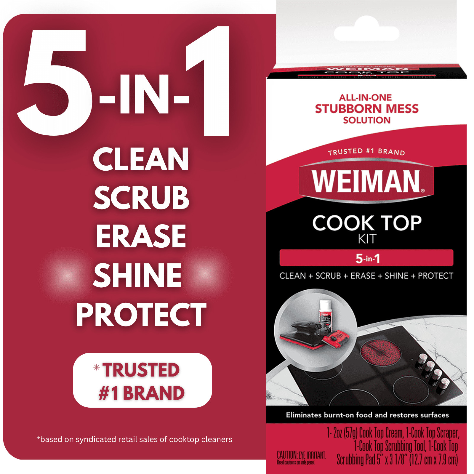 WEIMAN Complete COOK TOP CLEANING KIT Cleans & Shines ALL Glass Ceramic Cooktops