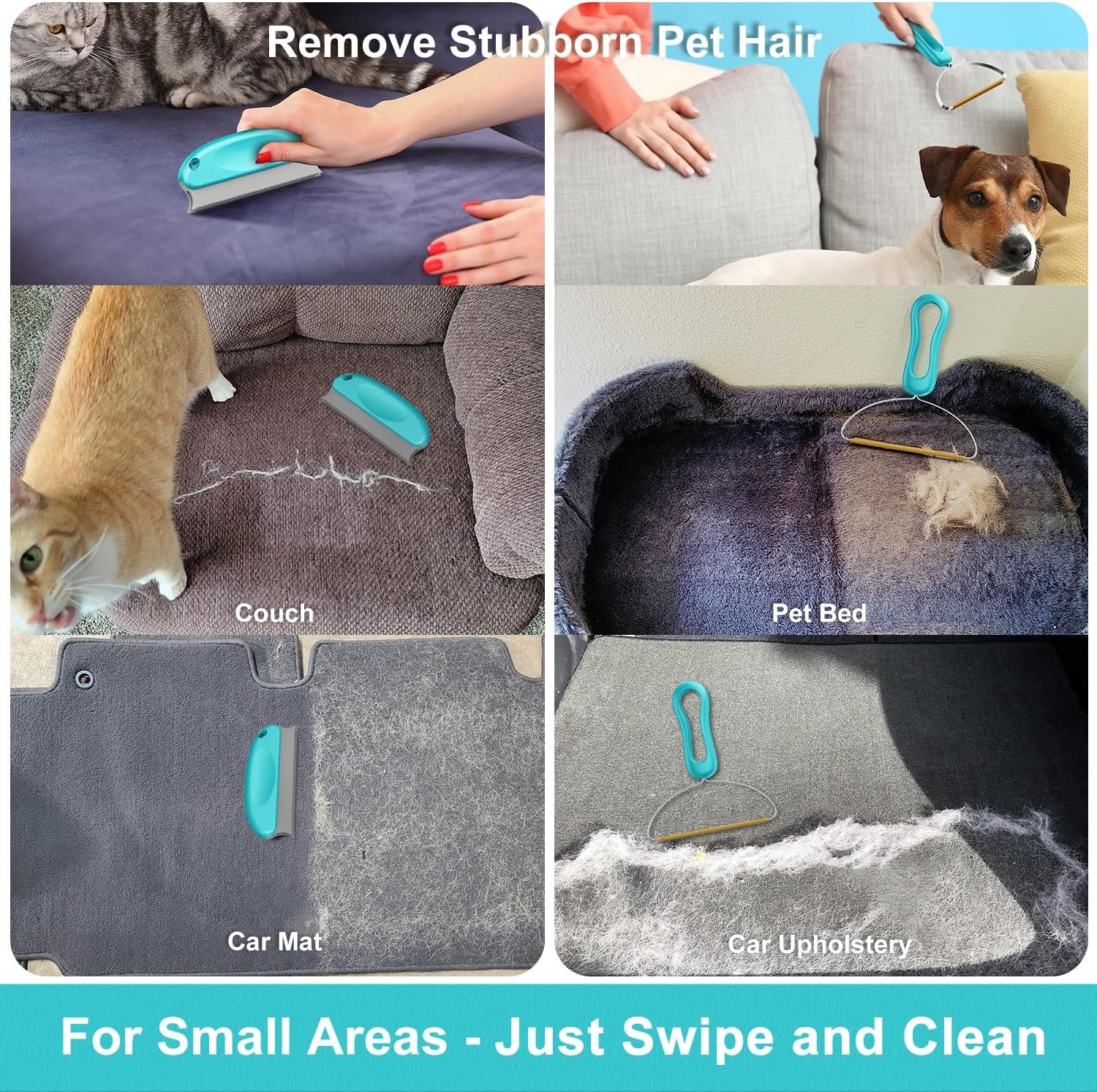 Carpet Rake for Pet Hair Removal, Dog Cat Fur Remover Rubber Broom,