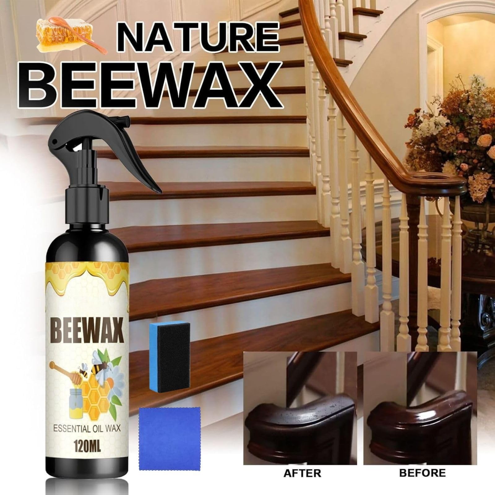 Beeswax Essential Oil Spray – 2PCS Furniture Polish & Wood Care Restorer