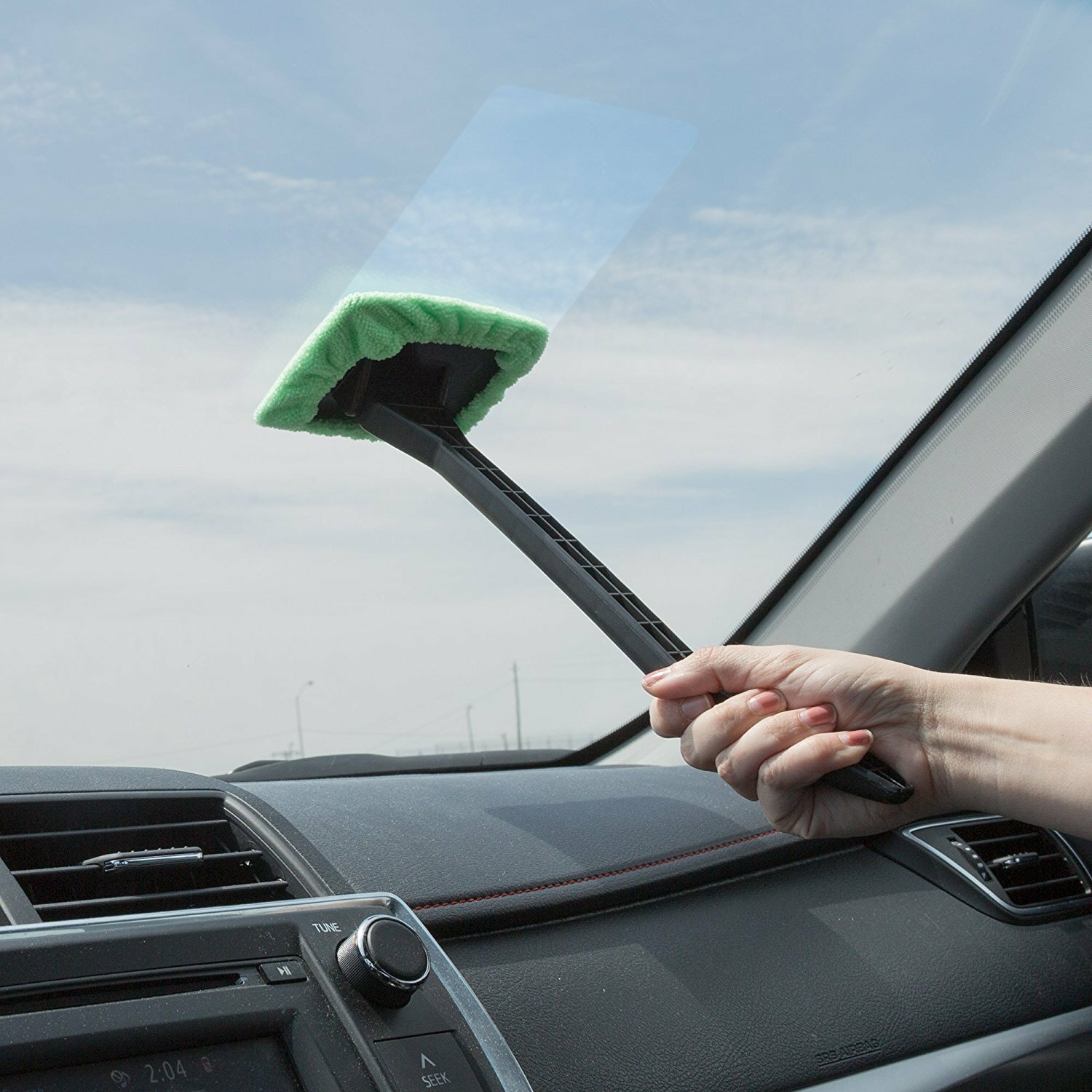 Car Windshield Glass Window Wonder Cleaner Microfiber Cloth Pivot Head Handle