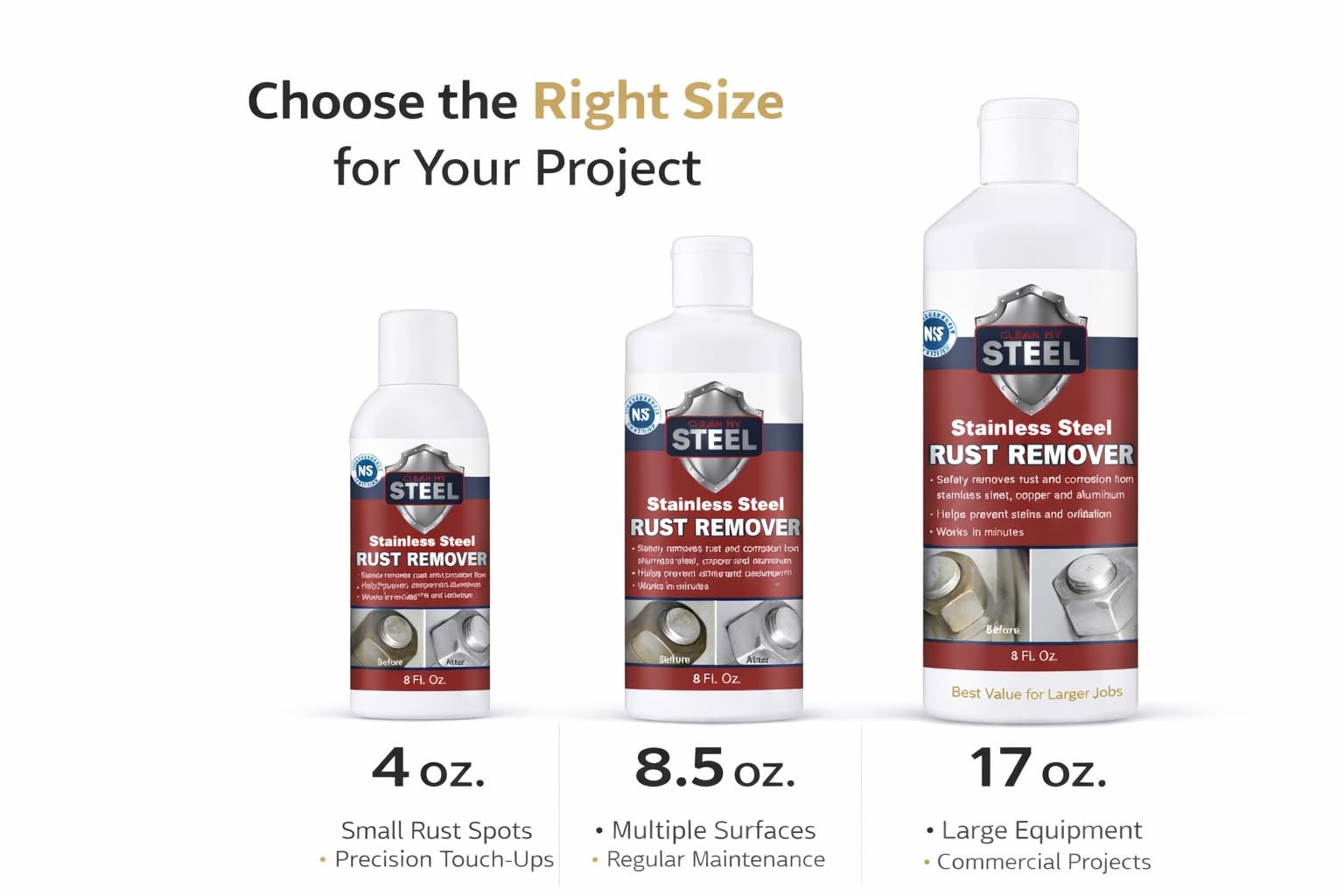 Stainless Steel Rust Stain & Cleaner, NSF Approved Safe for Food Areas. Non-S…