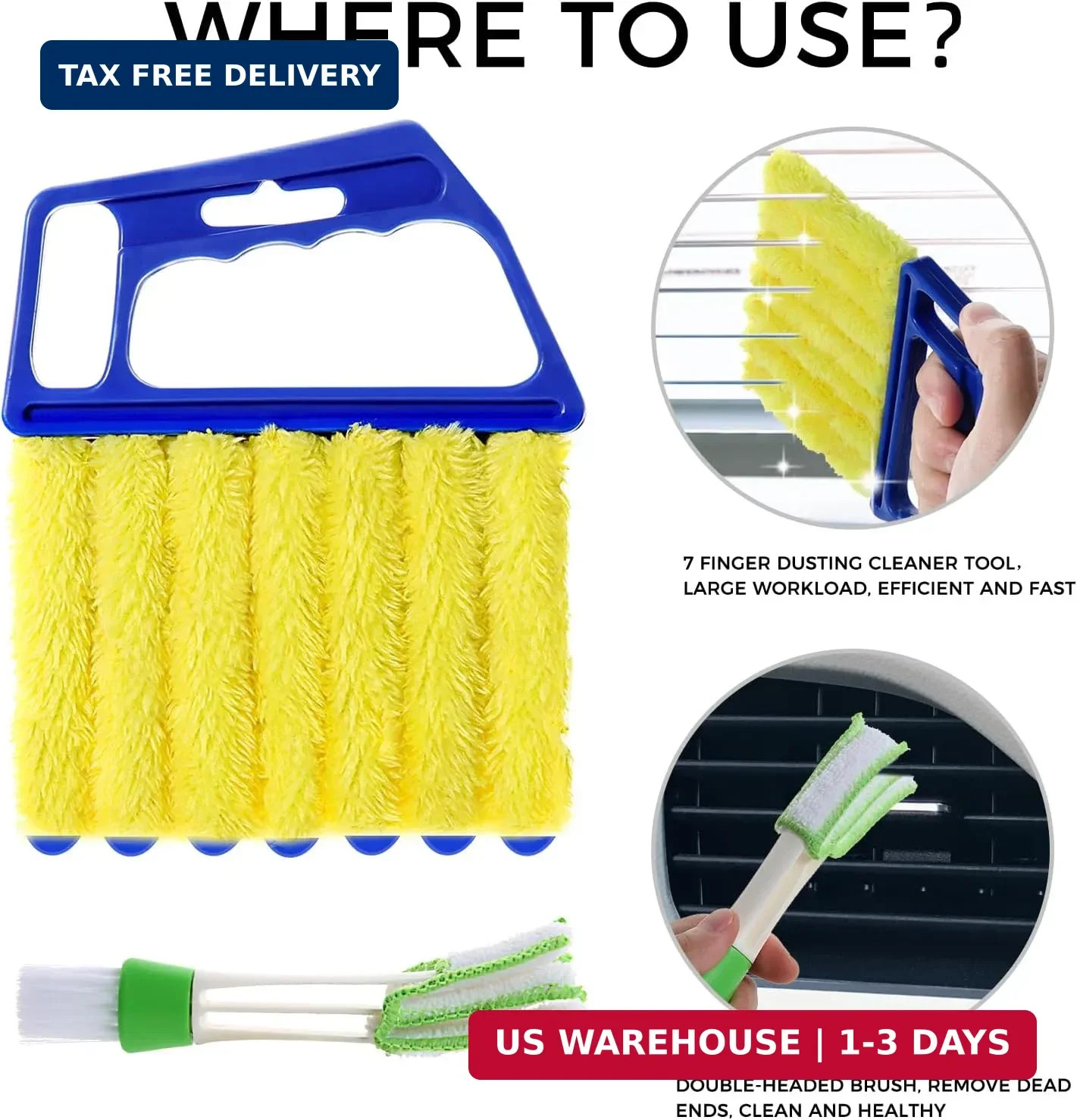 4Pcs Window Venetian Blind Cleaner Duster Tool,Washable 7 Fingers Dusting Cleane