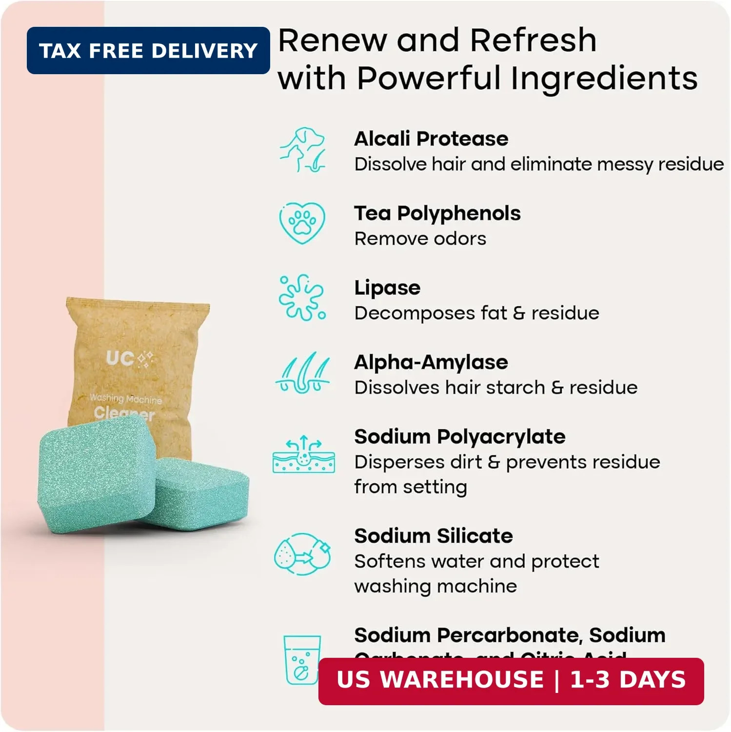 Uproot Clean Washing Machine Cleaner Tablets – 24 Pack for a 12 Month Supply. Fo