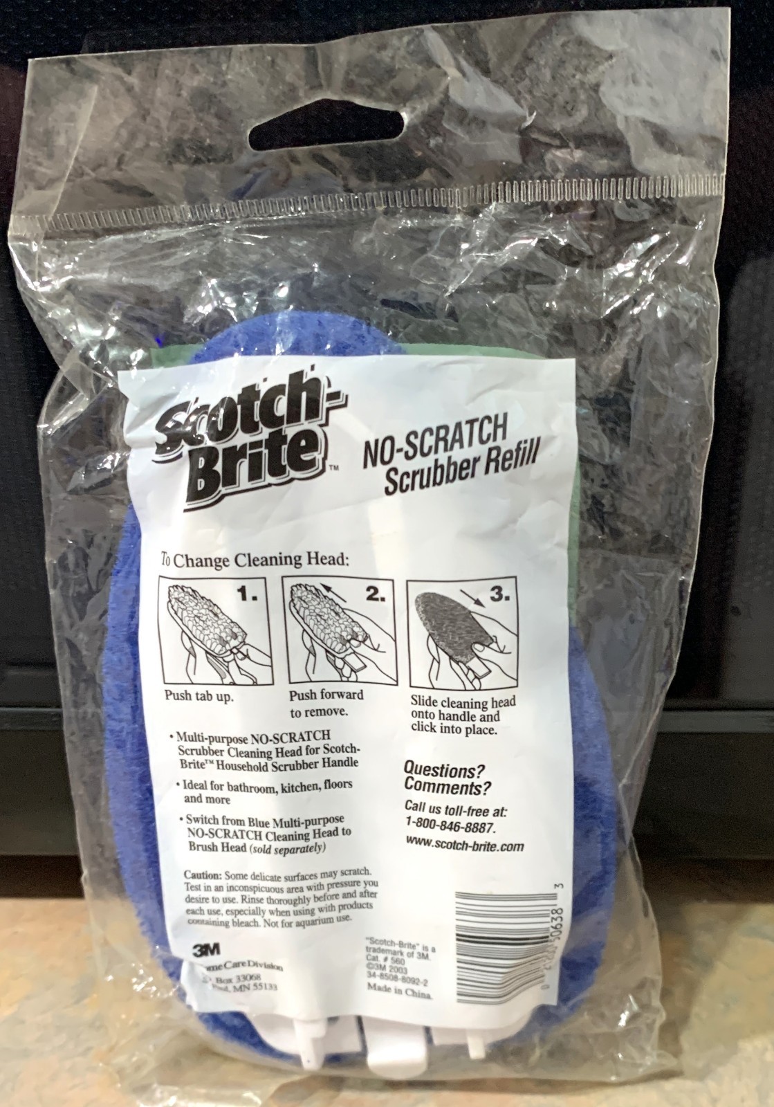Scotch Brite No Scratch Scrubber Refill~3M~Fits Scrubber Handles~Discontinued