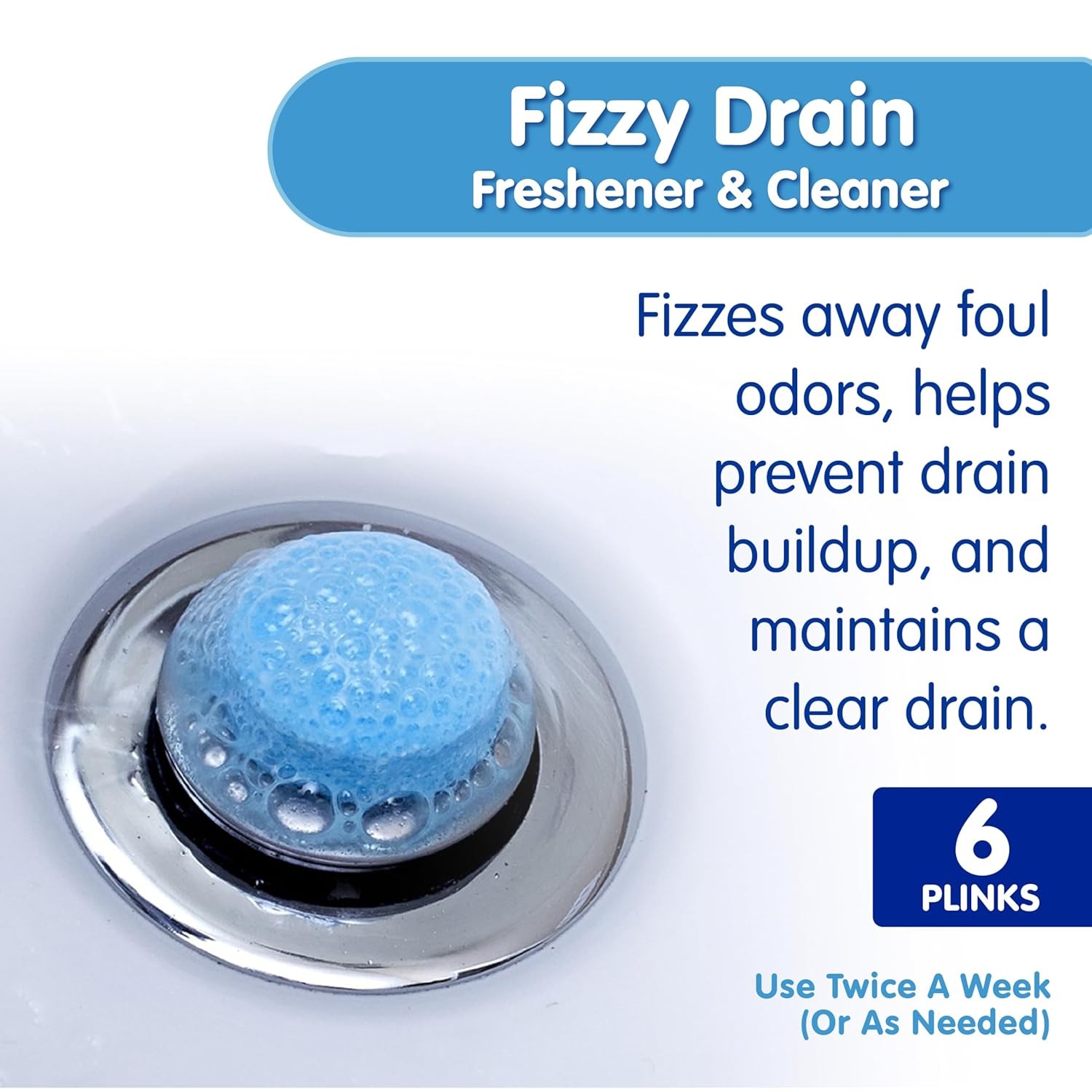 Plink Fizzy Drain Cleaner Freshener Tablets Deodorizer Stops Clogs Odors Sink