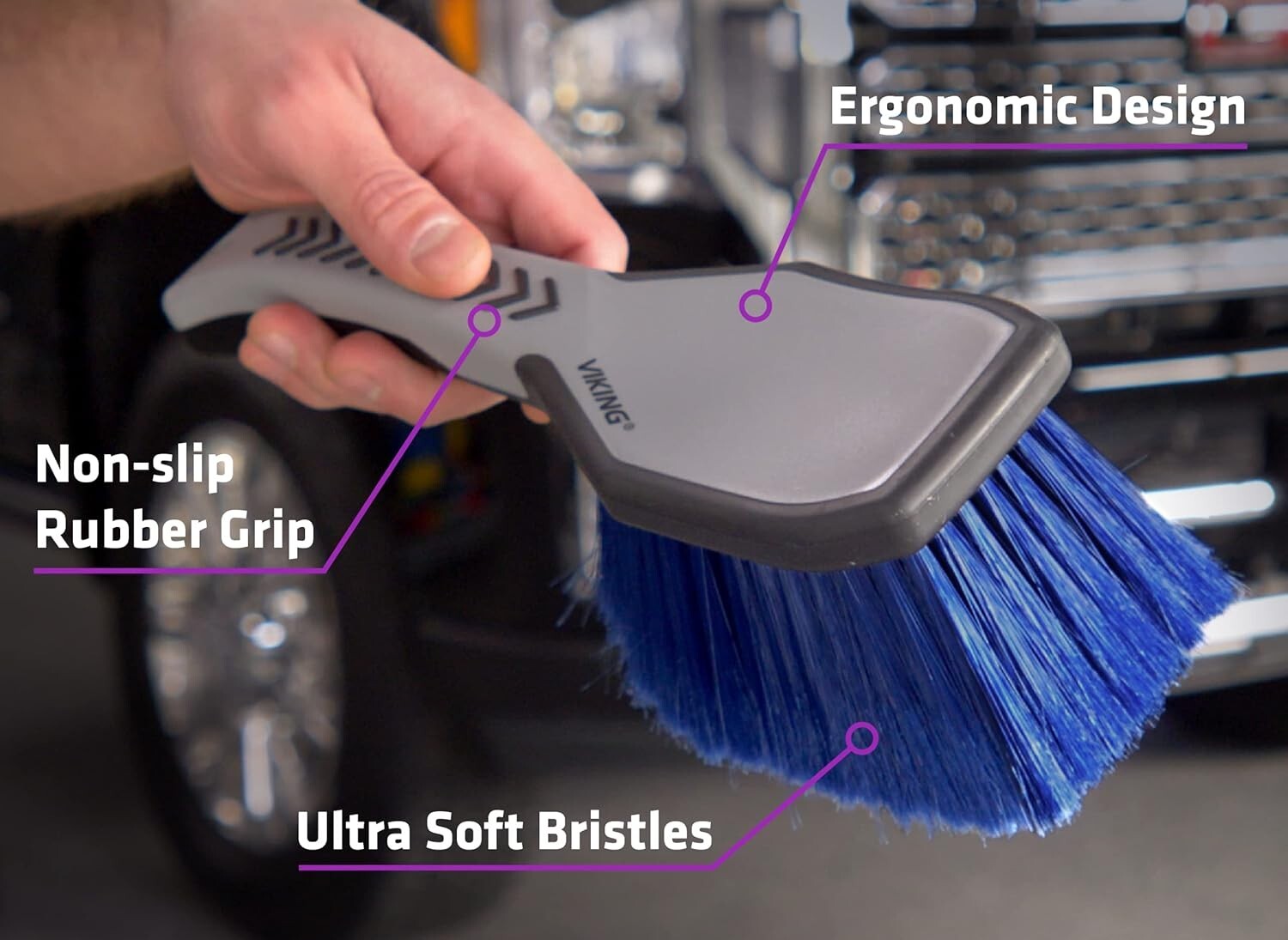 Wheel Brush for Rims, Cleaning Brush for Tires, Grey, 10.3 x 3.3 x 3.8 Inch