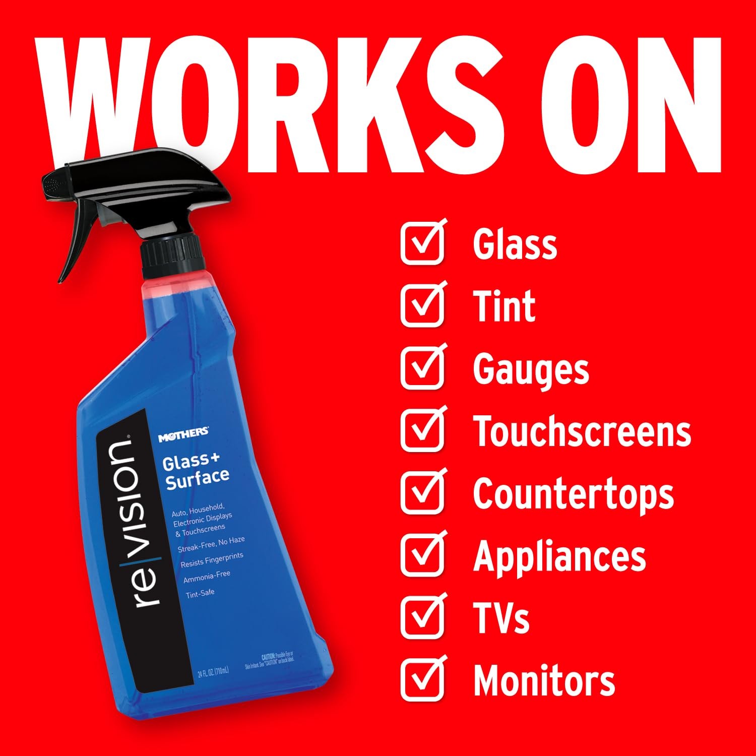 Revision Glass + Surface Cleaner, 24 oz. — Ammonia-Free, Tint-Safe, Streak-Fr…