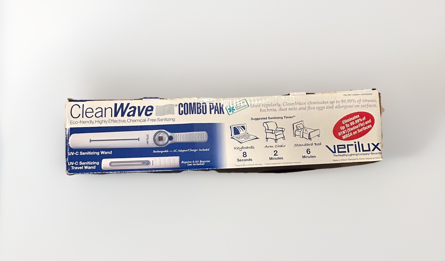 Verilux CleanWave Combo Pack Handheld Sanitizing Wand & Travel Wand Sealed Box