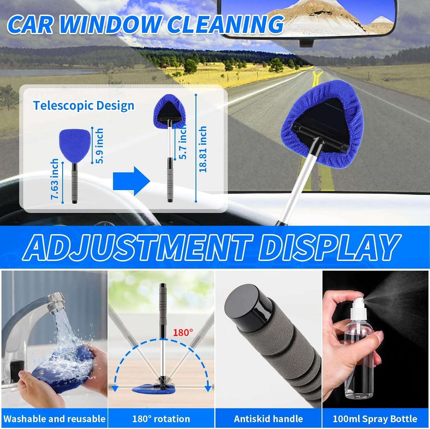 17Pcs Car Interior Detailing Kit with Windshield Cleaning Tool, Detailing Brush