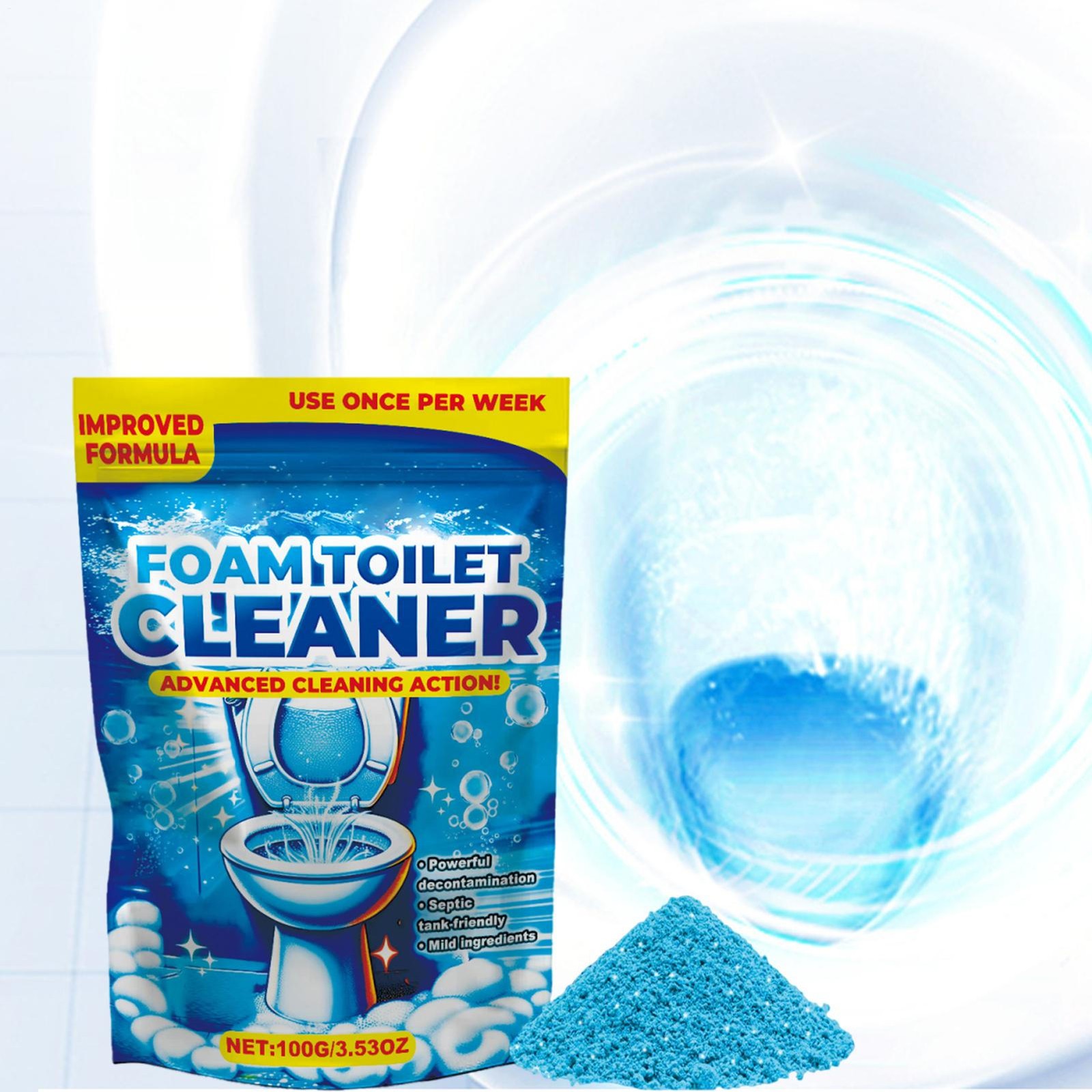 Splash Foam Toilet Bowl Stains Cleaner Powder Remove Odors and Stains-