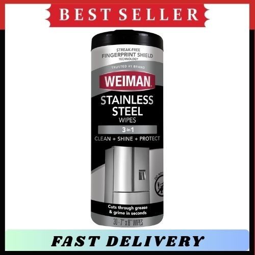 Weiman Stainless Steel Cleaner Wipes 30 Ct Anti Fingerprint Polish Shine