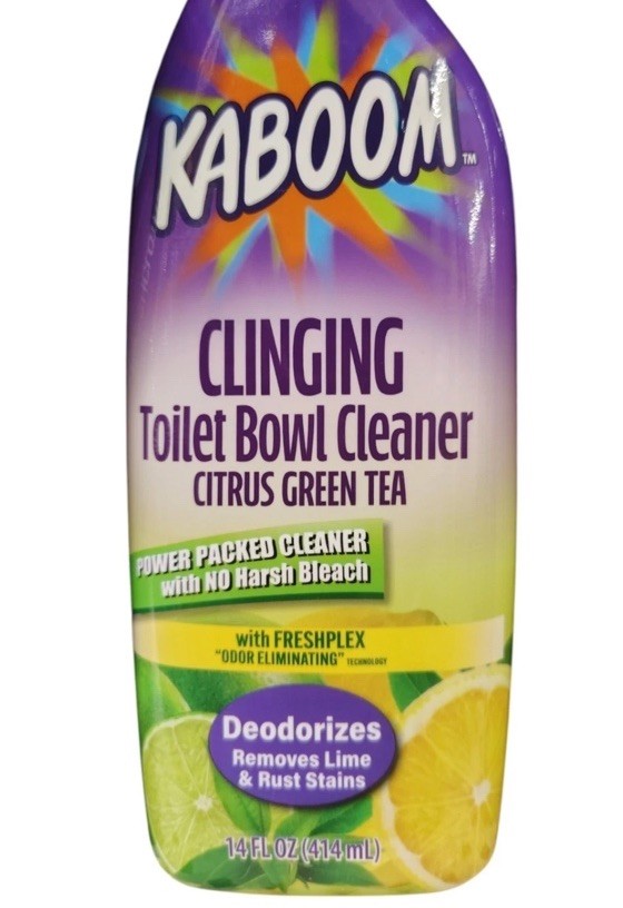 KABOOM Clinging Toilet Bowl Cleaner Green Tea Citrus Deodorizer 14.Oz 3 Bottles
