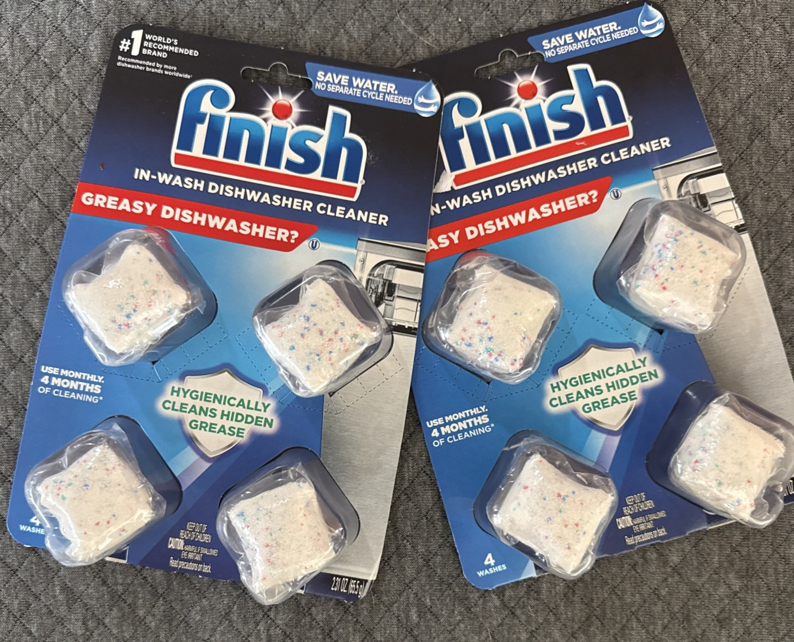 Dishwasher Cleaner Treatment FINISH 8 Tablets 2 x 4 Pack Hygienically Cleans NWT