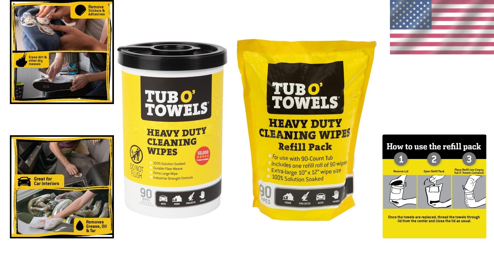 Heavy Duty Multi-Surface Cleaning Wipes, 90-Count Canister