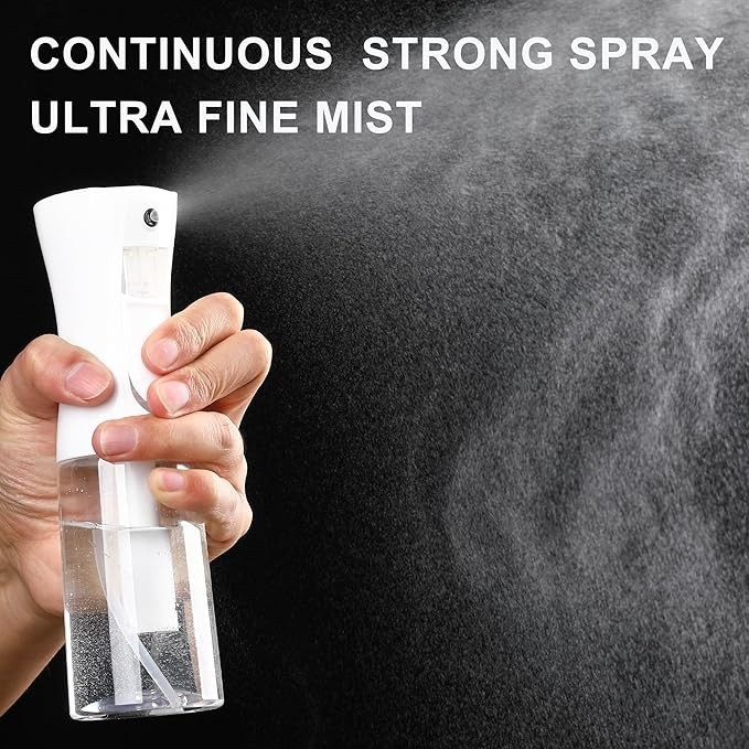 NEW Continuous Mist Spray Bottle 200ml Fine Fog Hair Salon Empty Reusable 2Pack